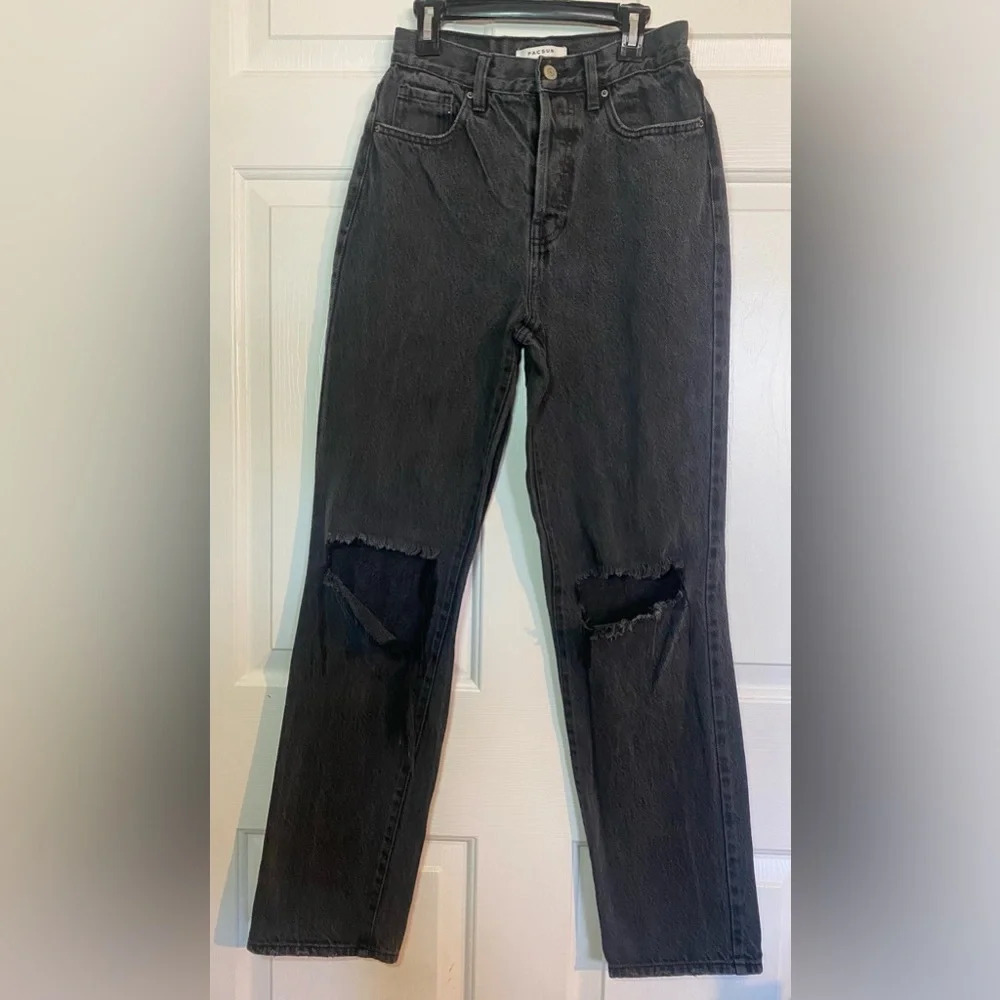 PacSun Eco Black Distressed Dad Jeans High Rise 25